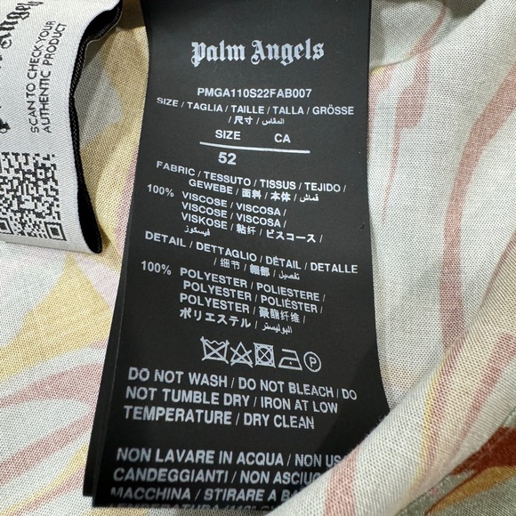 Palm Angels Mens Lagoon Bowling Shirt Mint Off White Size 52 (Large) MSRP $710 - Picture 9 of 12